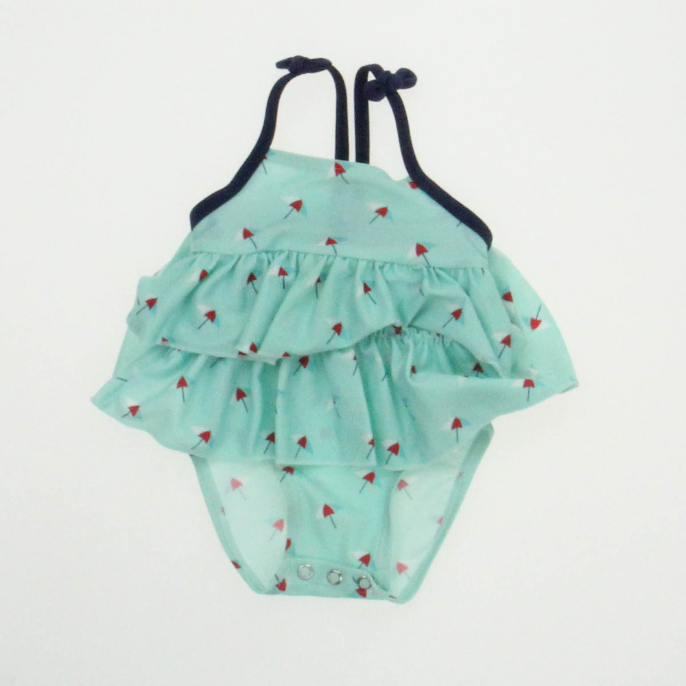 Unknown Brand Girls Aqua Umbrellas 1-piece Swimsuit size: 3-6 Months